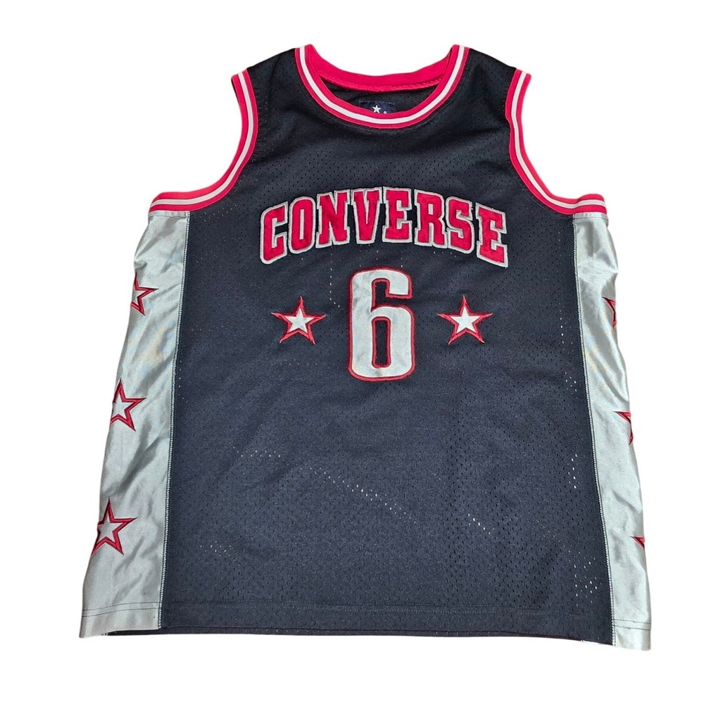 Converse All Star Basketball Jersey Mens XL Black Red Silver‎ Dr J Tank #6